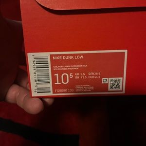 Nike dunk low. White and dark green. Never worn. Brand new